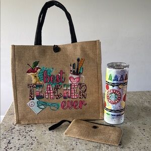 Best Teacher Ever Tote Bag and Tumbler Set